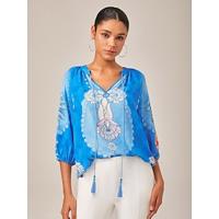 Vacation-Style Placement Print Pullover Top