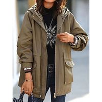 Women's Parka Warm Breathable Outdoor Street Daily Wear Going out Zipper Pocket Fleece Lined Zipper Hoodie Fashion Modern Casual Street Style Solid Color Regular Fit Outerwear Long Sleeve Fall Winter Lightinthebox - thumbnail