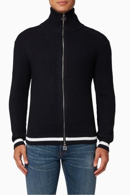 Zip Through Cardigan in Cotton Wool Zip Through Cardigan in Cotton Wool