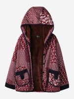 Printed Hooded Pockets Coats