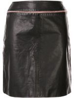 Chanel Pre-Owned tweed detail leather skirt - Black - thumbnail