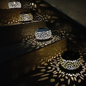 Solar Outdoor Waterproof Step Decoration Metal Landscape Light Courtyard Lawn Projection Light Holiday Party Decoration Light Lightinthebox