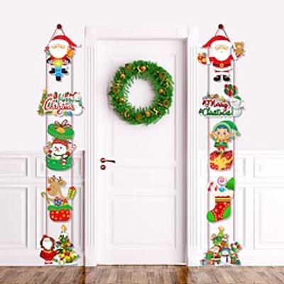 10PCSSET Door Hanging Banner Christmas Door Hanging Decor Paper Santa Claus Snowman Xmas Tree Wall Pendants. Lightinthebox