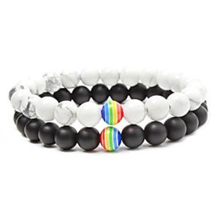 beaded bracelet rainbow bracelet white pine frosted stone couple bracelet  Lightinthebox