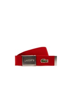 Made In France Lacoste Engraved Buckle Woven Fabric Belt