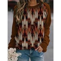 Women's Sweatshirt Graphic Prints Patchwork Print Casual Daily Holiday 3D Print Sportswear Casual Hoodies Sweatshirts  Brown Lightinthebox - thumbnail