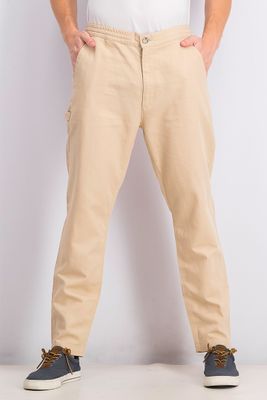 Mens Cotton And Linen Twill Pants  Tan