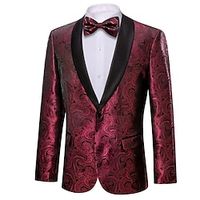 Men's Fashion Paisley Blazer Jacket Cotton Blend Fabric Printing Regular Tailored Fit Single Breasted One-button Black Red Burgundy Royal Blue 2023 Lightinthebox - thumbnail