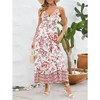 Women's Casual Dress Swing Dress Floral Backless Print Strap Long Dress Maxi Dress Streetwear Maxi Street Holiday Sleeveless Summer Lightinthebox