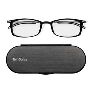 Thinoptics Brooklyn Reading Glasses With Milano Case - Black (+2.0)