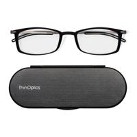 Thinoptics Brooklyn Reading Glasses With Milano Case - Black (+2.0) - thumbnail