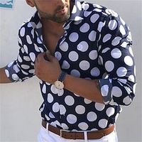 Men's Shirt Summer Shirt Designer Shirt Graphic Polka Dot Turndown Blue Outdoor Street Long Sleeve Button-Down Clothing Apparel Fashion Casual Breathable Comfortable Lightinthebox - thumbnail