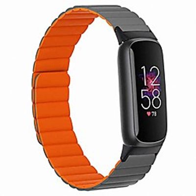 Silicone Magnetic Watch Bands Compatible with Fitbit Luxe Bands Adjustable Loop Strap with Strong Magnetic Closure for Luxe Accessories for Women Men Girls (Gray Orange) Lightinthebox