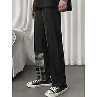 Men's Dress Pants Trousers Suit Pants Patchwork Pocket Plain Comfort Breathable Outdoor Daily Going out Cotton Blend Fashion Casual Black miniinthebox - thumbnail