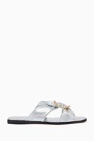 Neda Flat Sandals in Metallic Nappa Neda Flat Sandals in Metallic Nappa
