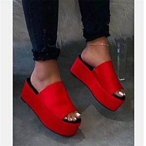 Women's Sandals Platform Sandals Platform Round Toe PU Solid Colored Red Army Green Black miniinthebox