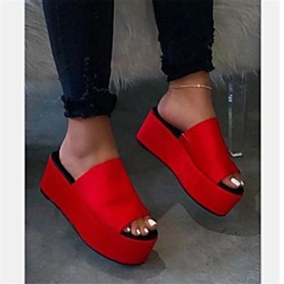 Women's Sandals Platform Sandals Platform Round Toe PU Solid Colored Red Army Green Black miniinthebox