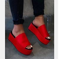 Women's Sandals Platform Sandals Platform Round Toe PU Solid Colored Red Army Green Black miniinthebox - thumbnail