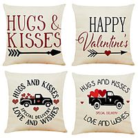 Valentine's Day Double Side Cushion Cover 4PC Soft Decorative Square Throw Pillow Cover Cushion Case Pillowcase for Bedroom Livingroom Superior Quality Machine Washable Indoor Cushion for Sofa Couch Bed Chair miniinthebox - thumbnail