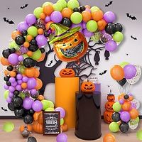 124pcs Halloween Balloon Set Halloween Pumpkin Black Orange latex aluminum film balloon Set Halloween Party Balloon Arch festive atmosphere set off decorative balloons miniinthebox - thumbnail