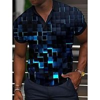 Men's Polo Shirt Golf Shirt Optical Illusion Graphic Prints Geometry Turndown Blue Green Outdoor Street Short Sleeves Button-Down Print Clothing Apparel Sports Fashion Streetwear Designer Lightinthebox - thumbnail
