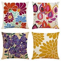 Floral Double Side Cushion Cover 4PC Soft Decorative Square Throw Pillow Cover Cushion Case Pillowcase for Bedroom Livingroom Superior Quality Machine Washable Indoor Cushion for Sofa Couch Bed Chair Lightinthebox - thumbnail