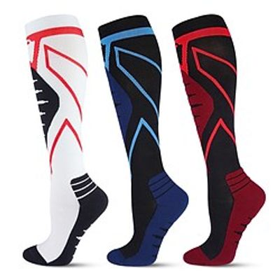 Socks Compression Socks Cycling Socks Funny Socks Novelty Socks Men's Women's Bike  Cycling Breathable Anatomic Design Wearable 1 Pair Patchwork Nylon Red Blue White S L XXL Lightinthebox