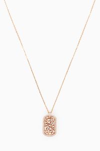 Fireworks Dog Tag Diamond Necklace in 18kt Rose Gold