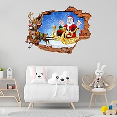 3D Christmas Wall Decal Wall Stickers Christmas Break Through The Wall Vinyl Stickers Wall Mural Decals Removable Home Decor for Kids Room Living Room miniinthebox 3D Christmas Wall Decal Wall Stickers Christmas Break Through The Wall Vinyl Stickers Wall Mural Decals Removable Home Decor for Kids Room Living Room miniinthebox