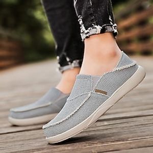 Men's Shoes Sneakers Loafers  Slip-Ons Espadrilles Light Soles Slip-on Sneakers Casual British Preppy Daily Office  Career Cycling Shoes Walking Shoes Canvas Denim Breathable Black Grey Khaki Gray Lightinthebox