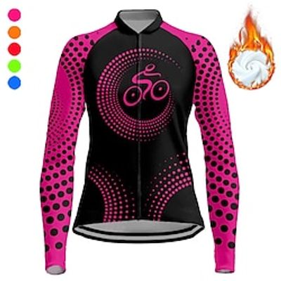 21Grams Women's Cycling Jersey Long Sleeve Winter Bike Top with 3 Rear Pockets Mountain Bike MTB Road Bike Cycling Fleece Lining Breathable Moisture Wicking Reflective Strips Violet Yellow Pink miniinthebox