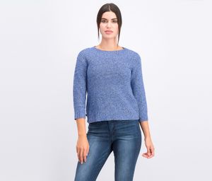 Petite Button-Trim Sweater  Admiral Blue Combo