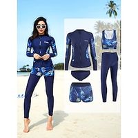 Women's Rash Guard Rash guard Swimsuit UV Sun Protection UPF50 Breathable Long Sleeve Swimwear Bathing Suit 5-Piece Swimming Diving Surfing Beach Floral Autumn  Fall Spring Summer  Quick Dry Lightinthebox - thumbnail