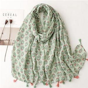 Printed Soft Scarf Shawls Women Premium Foulard Femme Long Fresh Floral Tassel Scarfs Scarves Party Accessories Lightinthebox