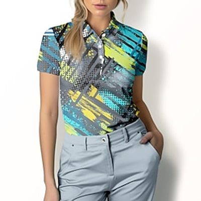 Women's Polo Shirt Golf Shirt Button Up Polo Breathable Quick Dry Moisture Wicking Short Sleeve Golf Apparel Golf Clothes Regular Fit Printed Summer Tennis Golf Pickleball miniinthebox