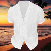 Men's Shirt Button Up Shirt Casual Shirt Summer Shirt Beach Shirt Black White Navy Blue Blue khaki Short Sleeve Plain Camp Collar Hawaiian Holiday Clothing Apparel Fashion Casual Comfortable Lightinthebox