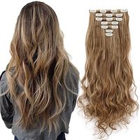 1PC Women's Girls' Hair Extensions Double Weft Full Head Deep Wave Hair Pieces 16 Clips 24 Inch Wavy Curly Full Head Clip in on Double Weft Hair Extensions miniinthebox - thumbnail