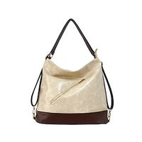 Women's Shoulder Bag PU Leather Daily Large Capacity Color Block Khaki Lightinthebox