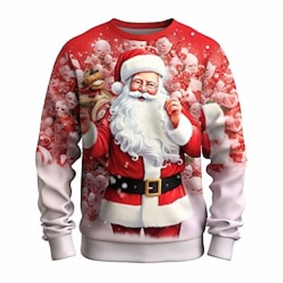 Graphic Santa Claus Merry Christmas Fashion Daily Casual Men's 3D Print Pullover Sweatshirt Christmas Holiday Vacation Sweatshirts Red Crew Neck Print Spring   Fall Designer Lightinthebox