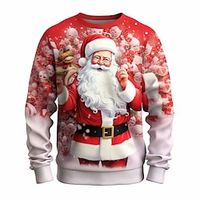 Graphic Santa Claus Merry Christmas Fashion Daily Casual Men's 3D Print Pullover Sweatshirt Christmas Holiday Vacation Sweatshirts Red Crew Neck Print Spring   Fall Designer Lightinthebox - thumbnail