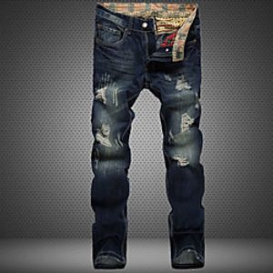 Men's Vintage Streetwear Casual Daily Jeans Chinos Pants Gradient Full Length Pocket Patchwork Deep Blue miniinthebox