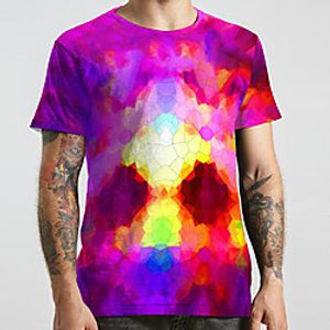 Men's Unisex Tee T shirt 3D Print Graphic Prints Geometry Plus Size Print Short Sleeve Casual Tops Basic Designer Big and Tall Blushing Pink Lightinthebox