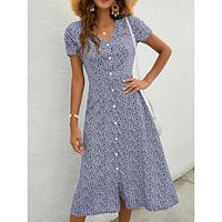 Women's Split V Neck Flutter Sleeve Midi Dress Short Sleeve Summer Spring Lightinthebox