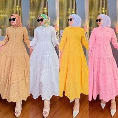 Women's Arabian Muslim Dress Abaya For Ramadan Dubai Islamic Arabic Adults' Solid Color Dress Festival Lightinthebox
