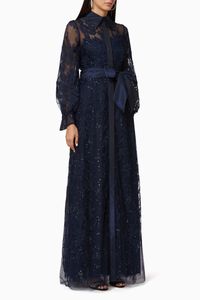 Beaded Tulle Shirt Gown