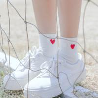 Single-Pair Random Color Cotton Love Socks Fashion Simple Mid-tube Socks