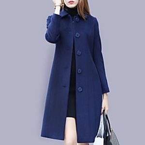 Women's Coat Daily Fall Long Coat Regular Fit Warm Casual Jacket Long Sleeve Solid Color Quilted Blue Wine Black miniinthebox