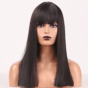 Synthetic Wig Straight Neat Bang Wig Black Synthetic Hair Men's Black Lightinthebox
