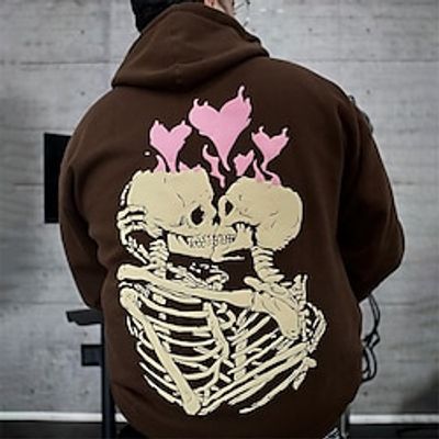 Graphic Skeleton Skulls Fashion Daily Basic Men's 3D Print Hoodie Pullover Sports Outdoor Holiday Vacation Hoodies Black Pink Blue Hooded Front Pocket Print Spring   Fall Designer Lightinthebox