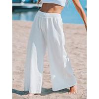 Women's Wide Leg Polyester Plain White Streetwear High Waist Long Street Daily Wear Summer Spring Lightinthebox